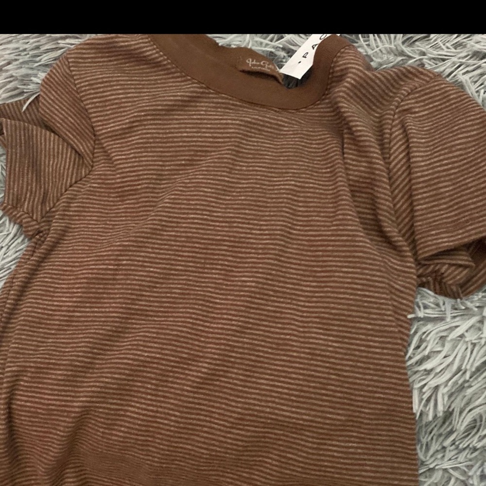 pacsun cropped brown striped shirt
